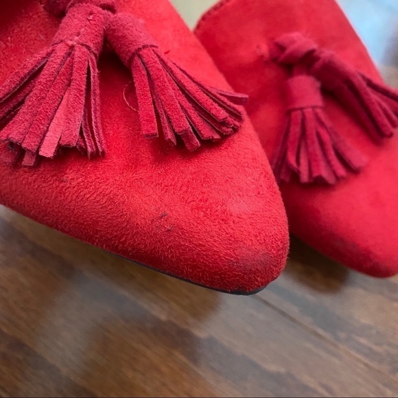 J. Crew Red Edie MicroSuede Tassel Loafer Flats, 6 - Picture 4 of 14